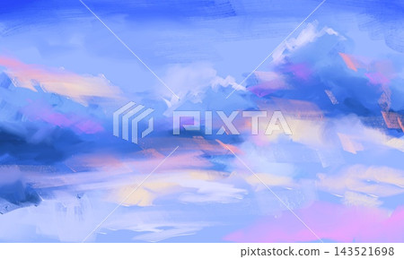 Pastel Blue Sky Painterly Cloud with Pink and Peach Tones Pastel Blue Sky Painterly Cloud with Pink and Peach Tones 143521698
