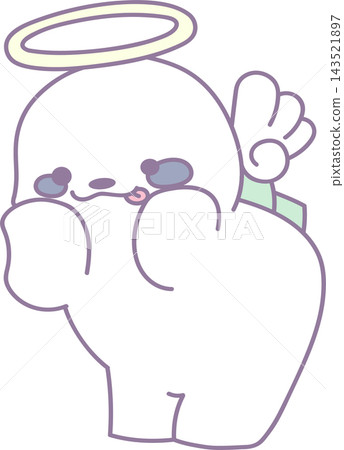 A cute white sloth character illustration (vector) dressed as an angel. A cute white sloth character illustration (vector) dressed as an angel. 143521897