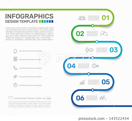 Modern business infographic template with colorful chronological steps, markers, and placeholders. Vector illustration. Modern business infographic template with colorful chronological steps, markers, and placeholders. Vector illustration. 143522434