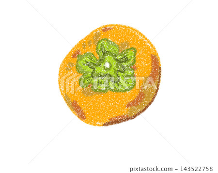 Persimmon drawn with crayons 143522758