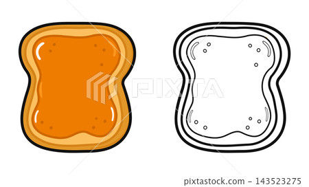 Peanut butter toast color and outline versions Peanut butter toast color and outline versions 143523275