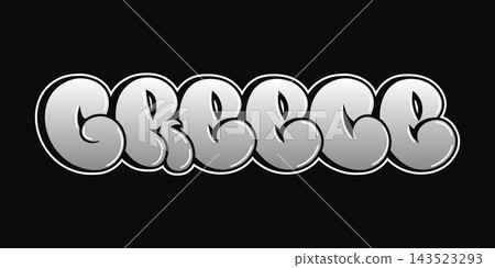 Greece graffiti word in silver bubble lettering 143523293
