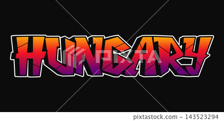 Hungary graffiti word in colorful angular lettering Hungary graffiti word in colorful angular lettering 143523294