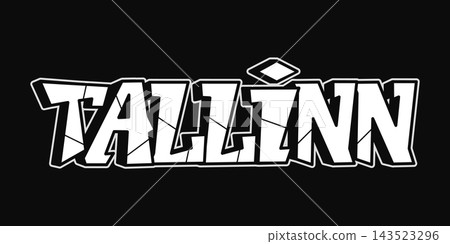Tallinn graffiti word in white angular lettering 143523296