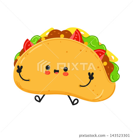 Happy taco character jumping with excitement Happy taco character jumping with excitement 143523301
