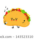 Taco character singing with handheld microphone 143523310