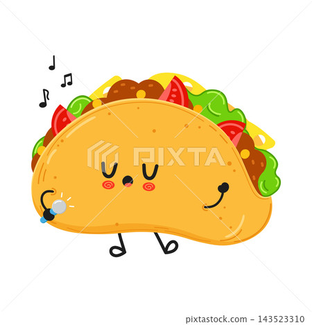 Taco character singing with handheld microphone Taco character singing with handheld microphone 143523310