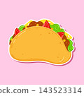 Plain taco sticker on pink square 143523314