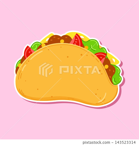 Plain taco sticker on pink square Plain taco sticker on pink square 143523314