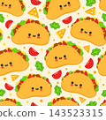Cute taco seamless pattern on cream background 143523315
