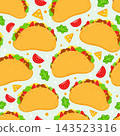 Taco seamless pattern on pale mint background 143523316