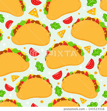 Taco seamless pattern on pale mint background Taco seamless pattern on pale mint background 143523316