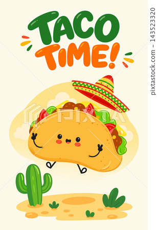 Taco Time cute food greeting card Taco Time cute food greeting card 143523320