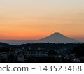 Mount Fuji bathed in the sunset, as seen from Kanagawa Prefecture. 143523468