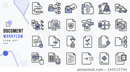 Document workflow icon set for data business process Document workflow icon set for data business process 143523744