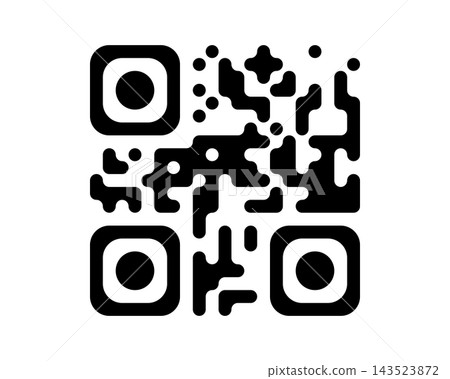 QR code template with rounded corcners isolated on white background. Barcode sticker. Example of qrcode with digital data information of price or menu to scan by phone. Vector graphic illustration QR code template with rounded corcners isolated on white background. Barcode sticker. Example of qrcode with digital data information of price or menu to scan by phone. Vector graphic illustration 143523872
