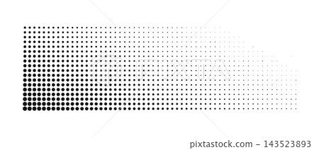 Rectangular shape with faded dotted texture from corner. Edge shadow with gradient halftone effect for anime comic page design isolated on white background. Vector graphic illustration 143523893