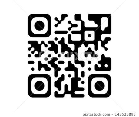 Simple QR code template isolated on white background. Barcode sticker. Example of qrcode with digital data information of price or menu to scan by mobile phone camera. Vector graphic illustration 143523895