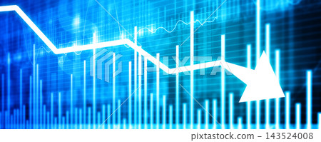 Falling arrow shows stock market decline Falling arrow shows stock market decline 143524008
