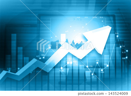 Moving arrow shows business growth Moving arrow shows business growth 143524009