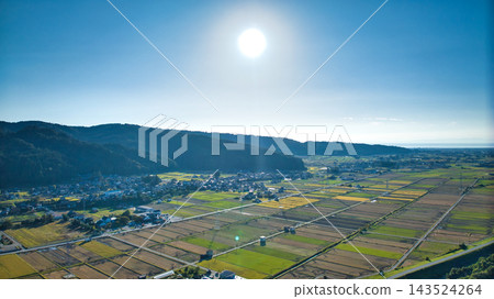 秋日的天空和黑部川沖積扇 143524264