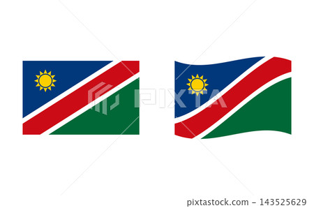 A set of illustrations of the Namibian flag. 143525629