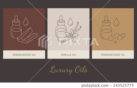 Luxury Essential Oils Collection with Sandalwood, Vanilla, and Frankincense 143525775