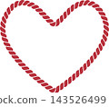 Heart pattern rope frame illustration, classic red, vector. 143526499