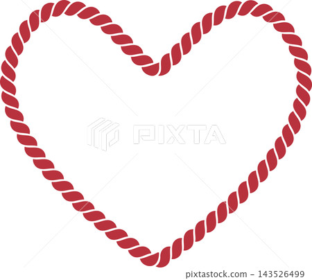 Heart pattern rope frame illustration, classic red, vector. 143526499