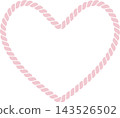 Heart-patterned rope frame illustration, pale pink, vector. 143526502