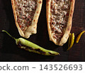 Meat and cheese pita. Konya, Turkey 143526693