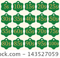 Green Price Tags Set With Dollar Numbers 143527059