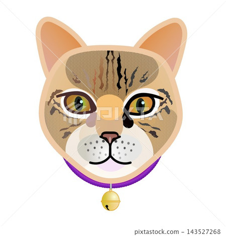 Illustration of a cat's face wearing a collar Illustration of a cat's face wearing a collar 143527268