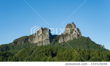 The beautiful rocky peaks of Mt. Myogi (Takaiwa) and the blue sky as seen from the Joshinetsu Expressway / Gunma Prefecture The beautiful rocky peaks of Mt. Myogi (Takaiwa) and the blue sky as seen from the Joshinetsu Expressway / Gunma Prefecture 143528046