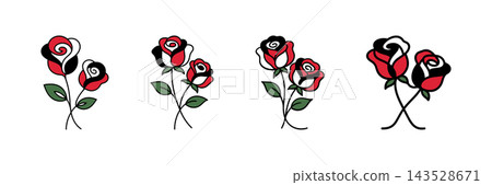 Roses illustration in vector line art drawing style Roses illustration in vector line art drawing style 143528671
