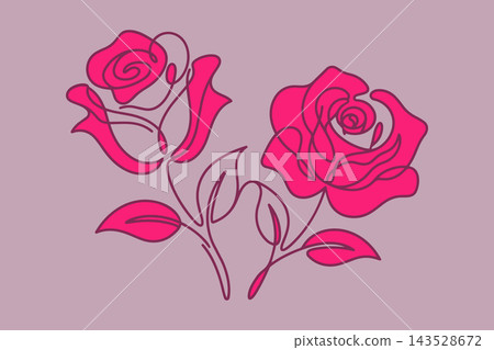 Roses illustration in vector line art drawing style Roses illustration in vector line art drawing style 143528672