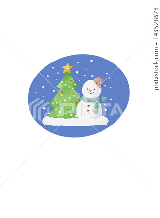 Cute snowman and Christmas tree illustration Cute snowman and Christmas tree illustration 143528673