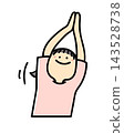 Breast enhancement exercise for women doing stretches - Full color 143528738