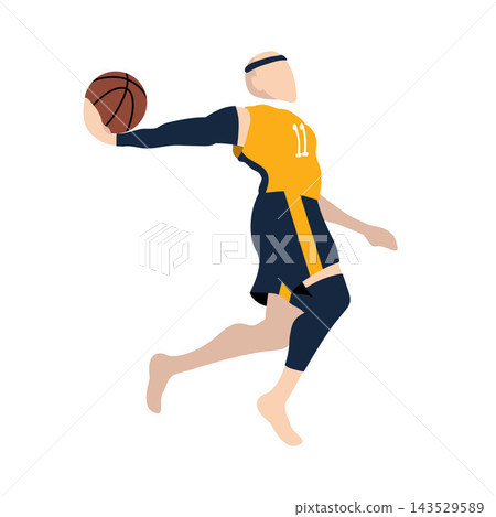 Basketball Player Dunk Move Flat Vector Illustration Basketball Player Dunk Move Flat Vector Illustration 143529589