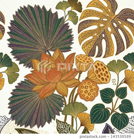 Collection of beautiful watercolor floral seamless pattern designs 143530589
