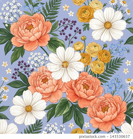 Collection of beautiful watercolor floral seamless pattern designs 143530637