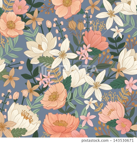 Collection of beautiful watercolor floral seamless pattern designs 143530671