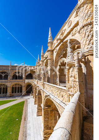 Jeronimos Monastery Cloister in Lisbon Portugal Historic Architecture Jeronimos Monastery Cloister in Lisbon Portugal Historic Architecture 143530684