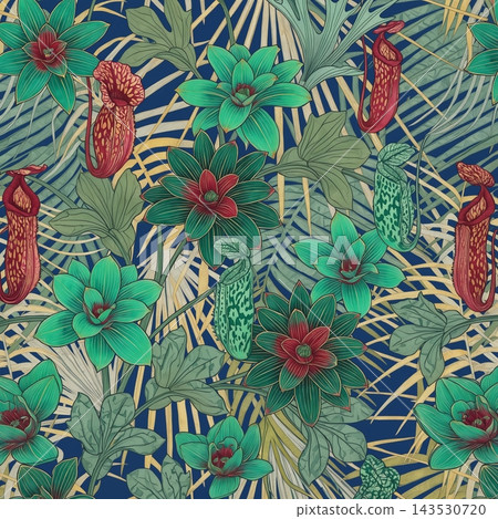 Set of vintage botanical floral seamless repeat pattern collection Set of vintage botanical floral seamless repeat pattern collection 143530720