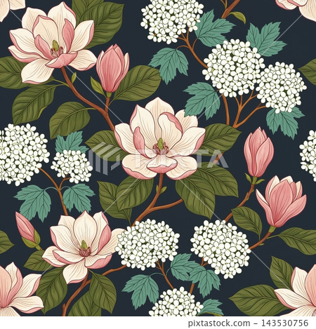 Set of vintage botanical floral seamless repeat pattern collection Set of vintage botanical floral seamless repeat pattern collection 143530756