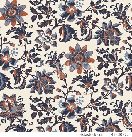 Set of vintage botanical floral seamless repeat pattern collection Set of vintage botanical floral seamless repeat pattern collection 143530772