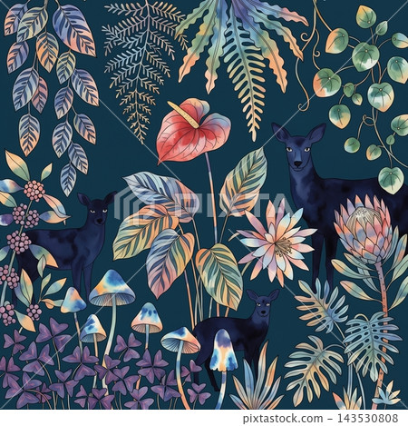 Dark background vintage botanical floral seamless pattern bundle Dark background vintage botanical floral seamless pattern bundle 143530808