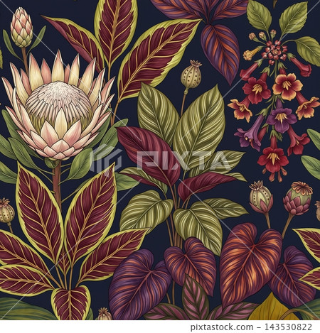 Dark background vintage botanical floral seamless pattern bundle Dark background vintage botanical floral seamless pattern bundle 143530822