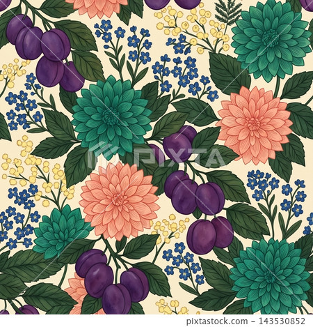 Dark background vintage botanical floral seamless pattern bundle Dark background vintage botanical floral seamless pattern bundle 143530852