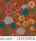Dark background vintage botanical floral seamless pattern bundle 143530858
